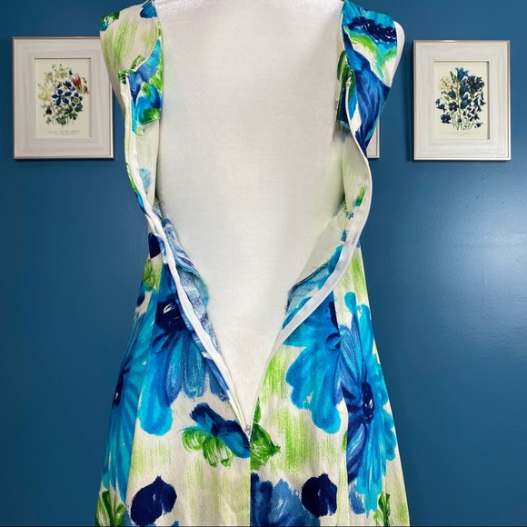 Hawaiian White Blue/Green Floral Print Maxi Dress - Picture 7 of 9